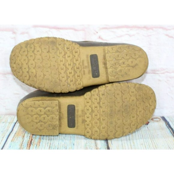 LL Bean Brown Leather Rubber Slip On Moccasin Low Ankle Duck Boots Size 7 M - Picture 8 of 8
